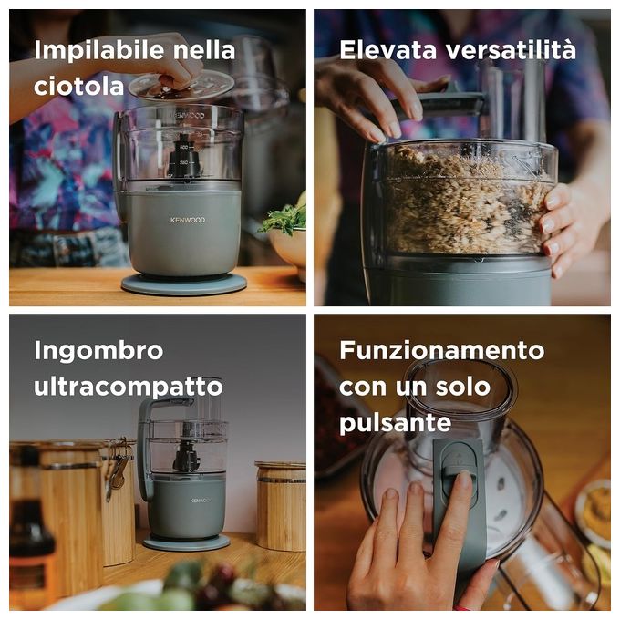 Kenwood FDP22.130GY MultiPro Go Robot da cucina multifunzione 650 W ciotola 1.3 L 2 velocita' tritare affettare grattugiare colore Grigio