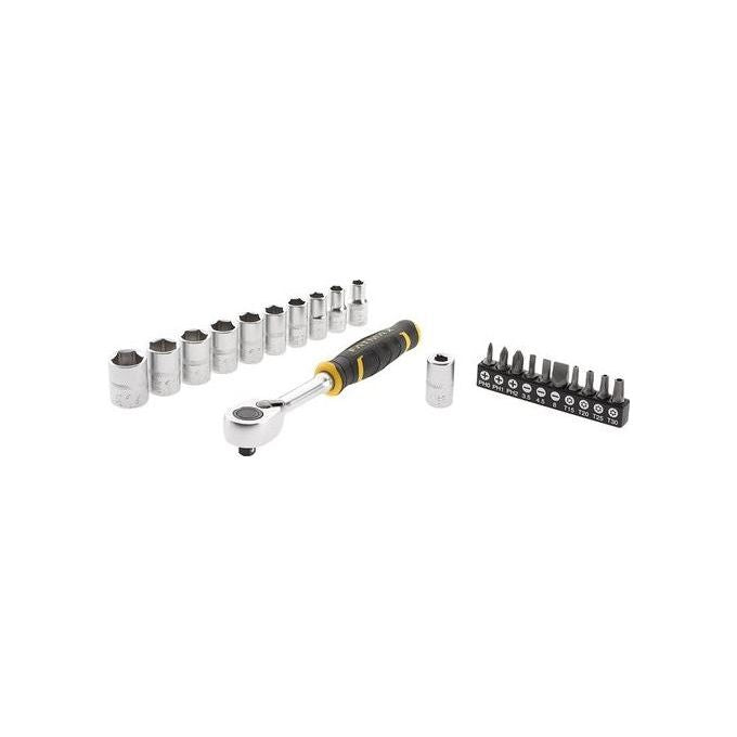 Stanley FMMT82679-0 FatMax Set Cricchetto 1-4'' 120 Denti Chiavi a Bussola e Inserti 22 pz colore Nero