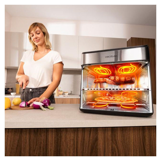 Cecotec, Friggitrice ad Aria, FoodCourt 18000 4P, 18L, Forno per Pizza Integrato