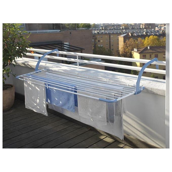 Gimi BREZZA EXTEND Stendibiancheria da Balcone Estensibile 116 188 cm 20 m Griglia a Muro Ripiegabile colore Blu Bianco