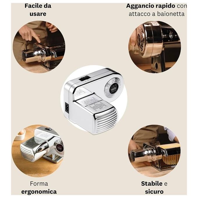 Marcato PD-220 Pastadrive Motore per Macchina Pasta 100 W compatibile Atlas Ampia colore Cromo