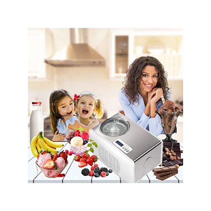 Melchioni 118700200 Family Gelatiera Compressore Automatica 1,5 L 150 W Timer LCD Display R600a colore Bianco