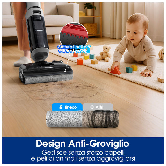 Tineco, Aspirapolvere Lavapavimenti Floor One i5 Stretch Plus, Senza Fili
