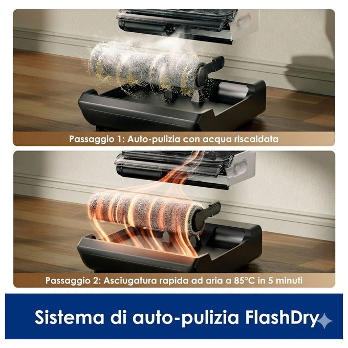 Tineco Floor One I6 Max Pro FW490100DE aspirapolvere lavapavimenti wet and dry 22000 Pa autonomia 45 min auto pulizia senza fili bianco