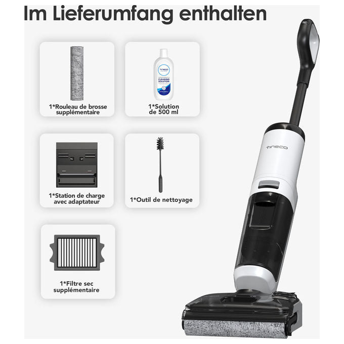 Tineco Floor One I6 Max Pro FW490100DE aspirapolvere lavapavimenti wet and dry 22000 Pa autonomia 45 min auto pulizia senza fili bianco