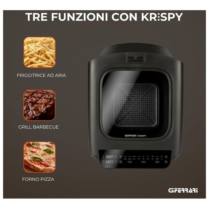 G3 Ferrari G10225 Krispy Forno Pizza e Friggitrice ad Aria 3 in 1 13 L 2100 W 18 programmi colore Nero