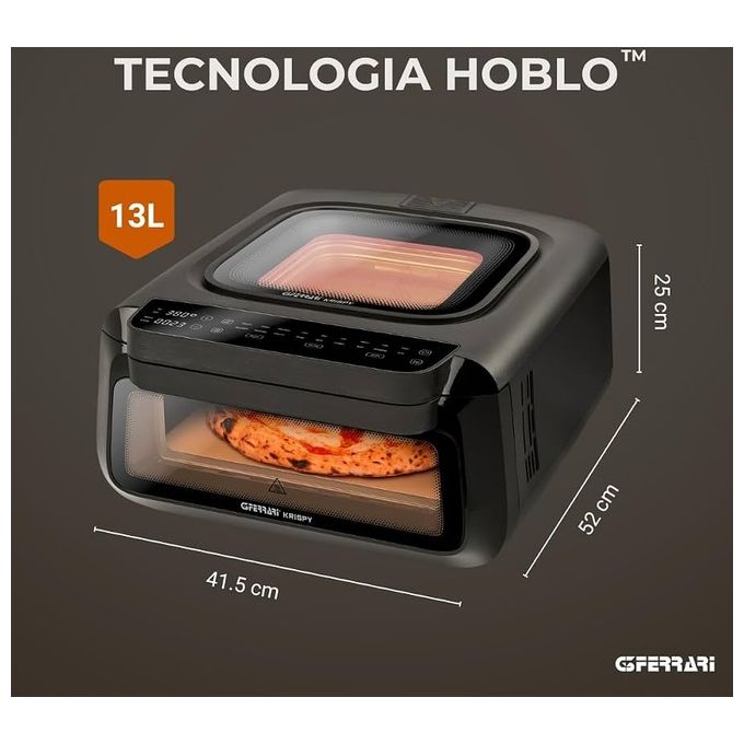 G3 Ferrari G10225 Krispy Forno Pizza e Friggitrice ad Aria 3 in 1 13 L 2100 W 18 programmi colore Nero