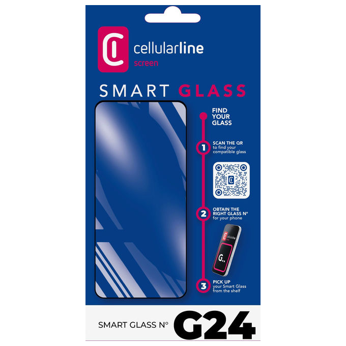 Cellularline, Vetro Temperato Universale, G24 Smart Glass, Trasparente, Anti-graffio