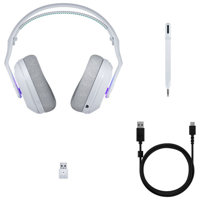 Logitech G, Cuffie Gaming G522 Lightspeed, Wireless e con Cavo, Bluetooth, Bianco