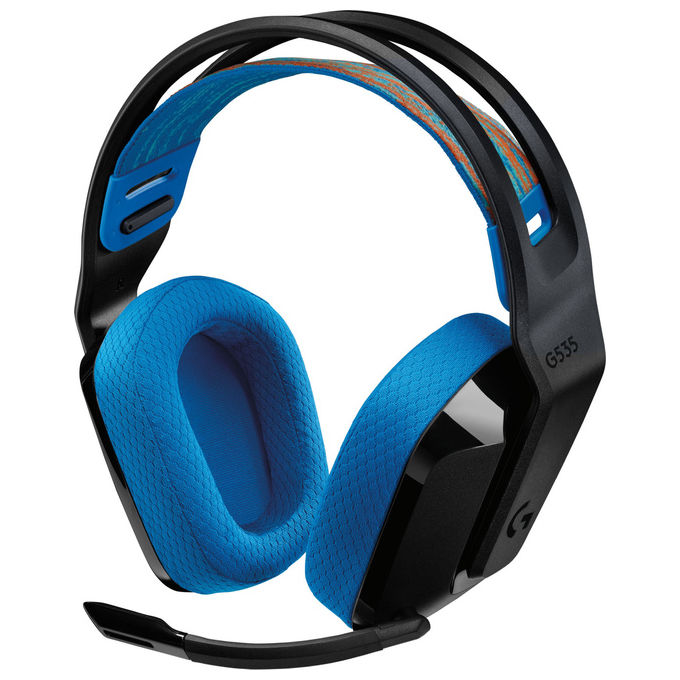 Logitech G535LIGHTSPEED Cuffie Gaming Wireless Supra-Aurali Microfono Flip-to-Mute 33h Batteria USB-C PS5 PS4 PC colore Nero Blu