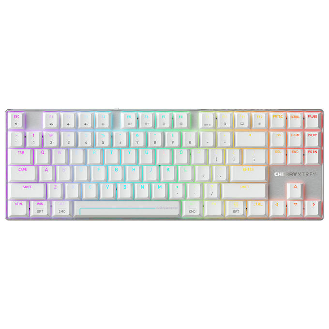 Cherry Xtrfy MX 8.2 Pro TMR Wireless, tastiera gaming TKL magnetica, switch MK Crystal hot-swap, polling rate 8000 Hz, batteria 8000 mAh, layout US, bianco