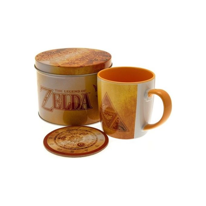 Pyramid International GP86075 The Legend of Zelda Golden Triforce Set Regalo Tazza 370 ml e Sottobicchiere in Scatola di Latta