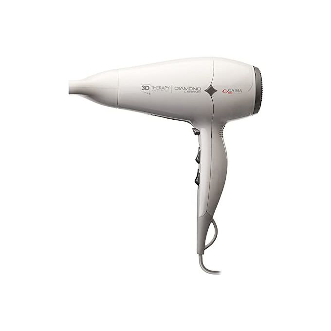 Ga.ma GH0302 Diamond Ceramic Ion Asciugacapelli 2200W tecnologia ionica ceramica 2 velocita' 3 temperature colpo aria fredda bocchetta e diffusore inclusi colore Bianco