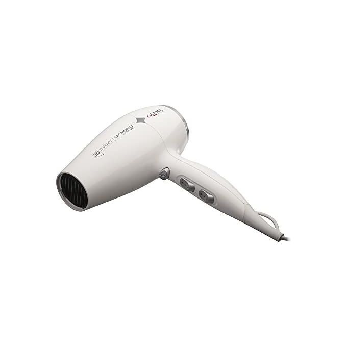Ga.ma GH0302 Diamond Ceramic Ion Asciugacapelli 2200W tecnologia ionica ceramica 2 velocita' 3 temperature colpo aria fredda bocchetta e diffusore inclusi colore Bianco