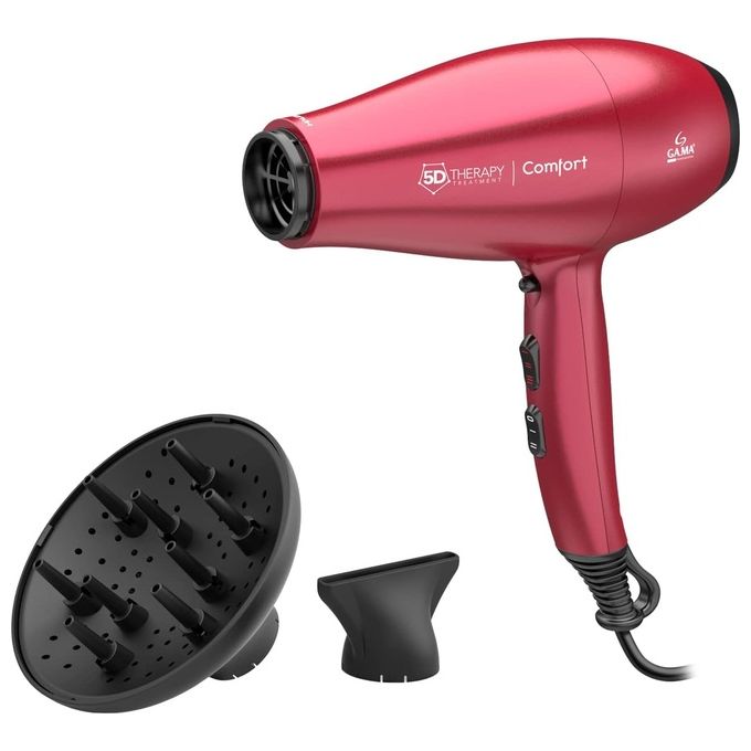 Ga.Ma Asciugacapelli GH0501 5D Therapy Comfort Alogeno 220W Rosso Prestazioni Professionali per un'Asciugatura Delicata