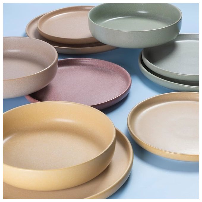 Villa d'Este Home Tivoli 5918704 Berlin Set 6 Piatti Fondi in Gres Finitura Matt Effetto Stone Ø 20,5 cm colore Multicolore Pastello