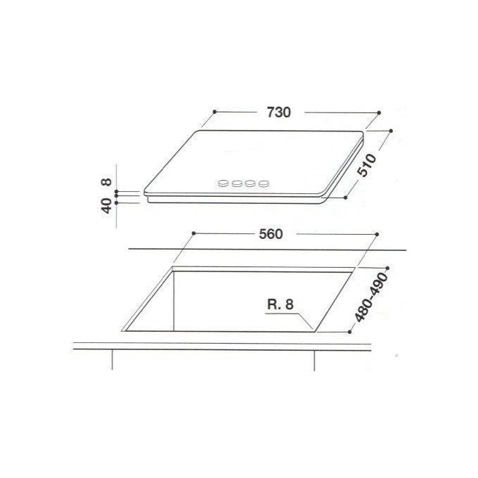 Whirlpool GOA7523-WH Piano Cottura a Gas 5 Zone Griglie in Ghisa 73 cm Bianco
