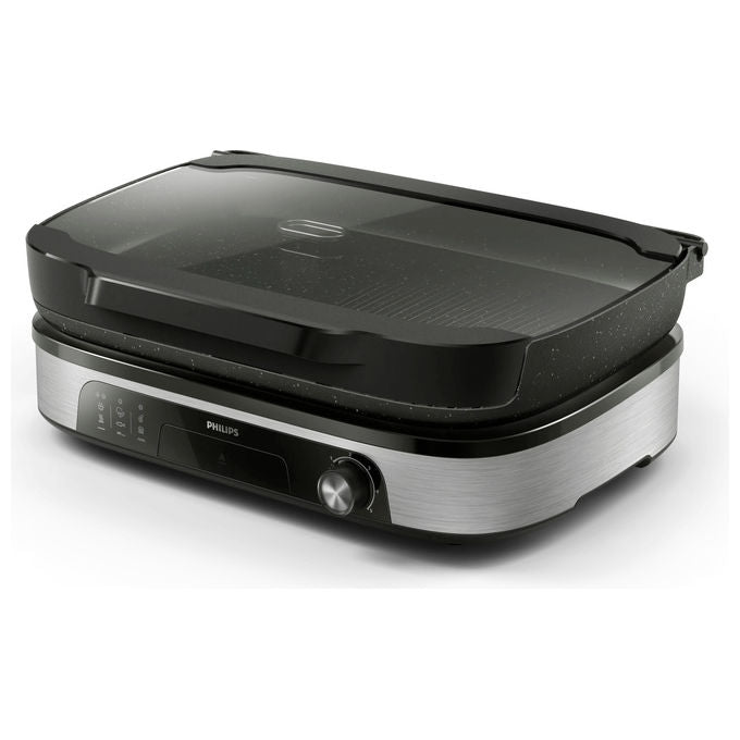 Philips HD6212-90 Griglia Elettrica da Tavolo 2400 W Affumicatore Infusore Aromi Piastre Maifan 1250 cm² colore Nero
