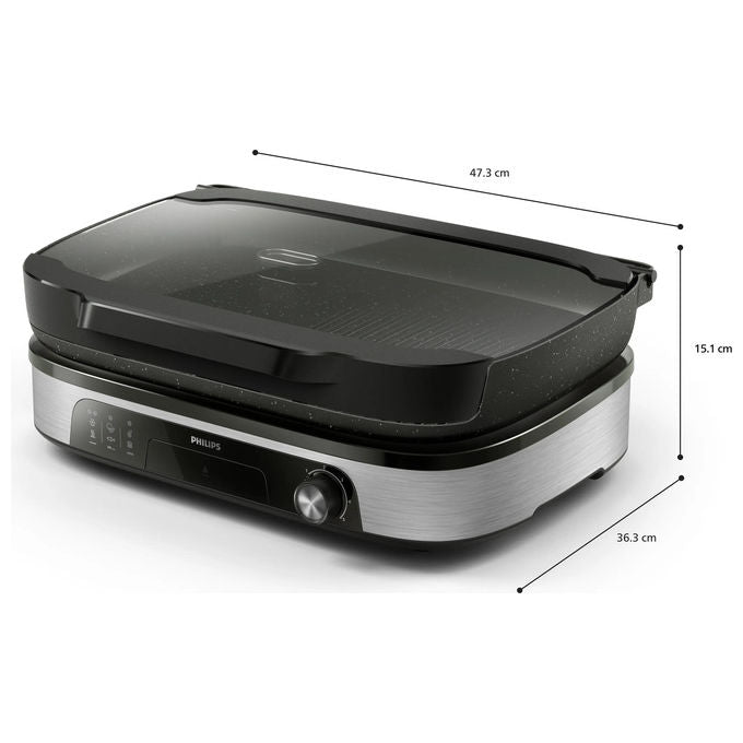 Philips HD6212-90 Griglia Elettrica da Tavolo 2400 W Affumicatore Infusore Aromi Piastre Maifan 1250 cm² colore Nero