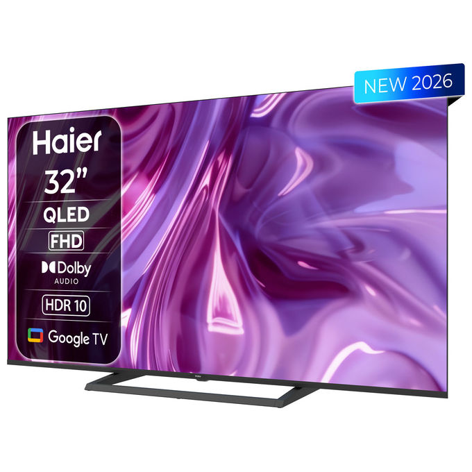 Haier H32S80GFX S80 Smart TV QLED 32'' Full HD Google TV HDR10 Dolby Audio colore Nero