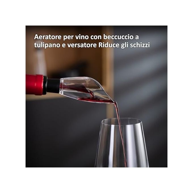 Haier HAWUKIT06 Set da Vino Elettrico 6 in 1 Ricaricabile USB Apribottiglie Aeratore Tagliacapsule Pompetta Sottovuoto 2 Tappi colore Nero