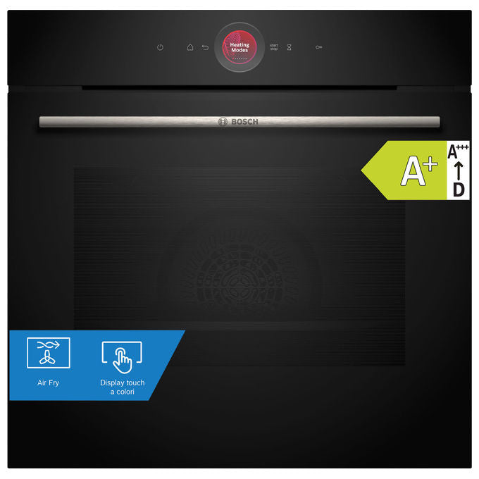 Bosch HBG7341B2 Serie 8 Forno da incasso Elettrico 71 L Classe A+ Termoventilato 3D Air Fry Home Connect (59,5x59,4x54,8 cm) colore Nero