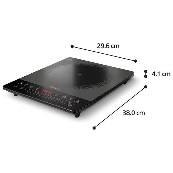 Philips piastra a induzione serie 5000 HD5850-90, 2000W, 10 livelli di potenza, 8 programmi, touch, vetroceramica, nero