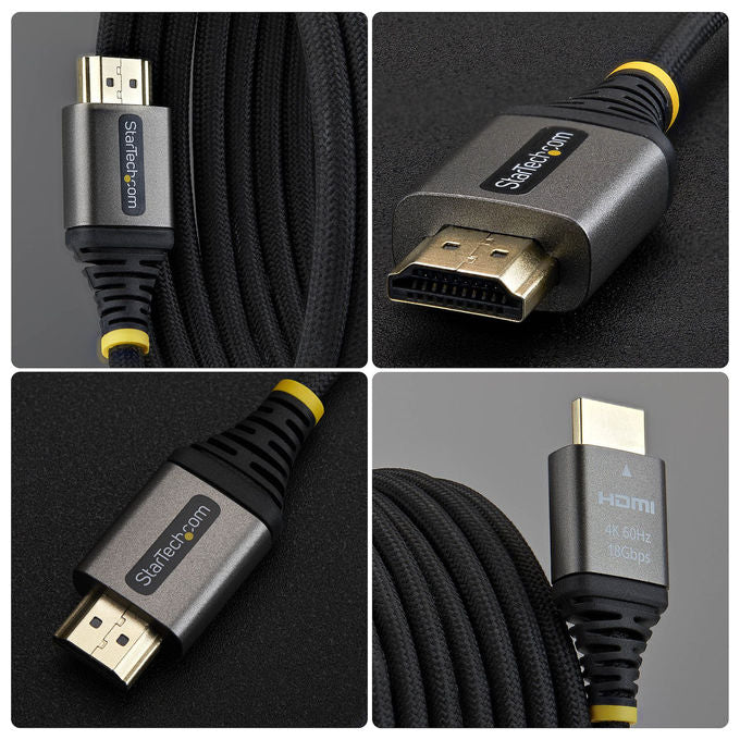 StarTech HDMI2-FLEX-4K60-2M Cavo HDMI ad Alta Velocita' 4K 60Hz con Ethernet HDR10 18Gbps HDCP 2.2 colore Nero e Argento