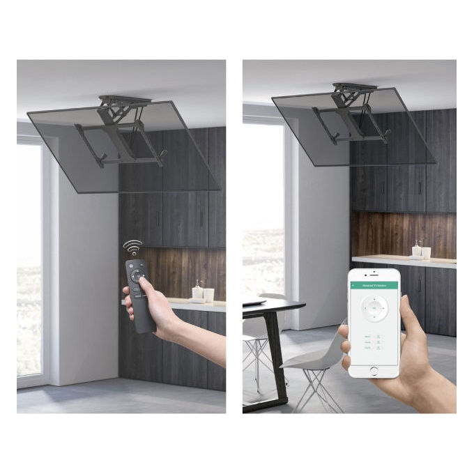 JollyLine JL42884-SMART HEY MOTO TV Supporto da soffitto motorizzato per TV 32''-80'' fino a 35 Kg con controllo via app Tuya e telecomando colore Nero
