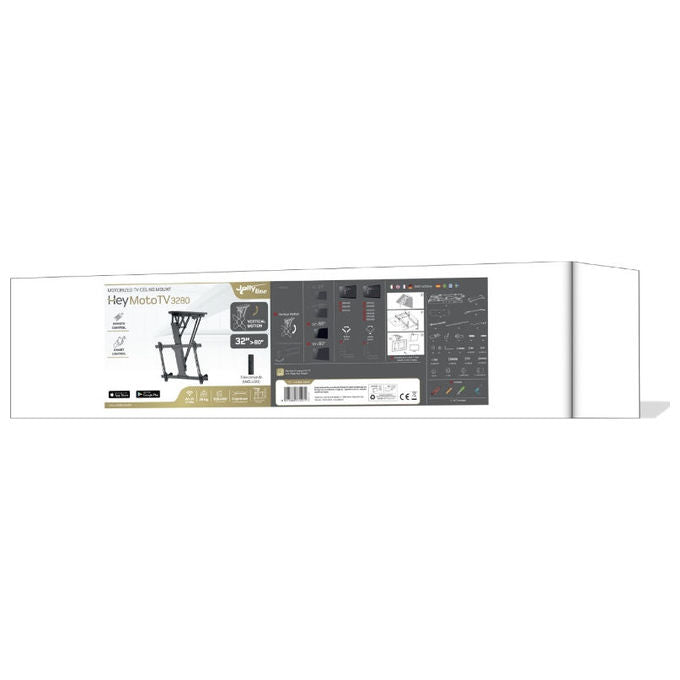 JollyLine JL42884-SMART HEY MOTO TV Supporto da soffitto motorizzato per TV 32''-80'' fino a 35 Kg con controllo via app Tuya e telecomando colore Nero