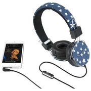 HI-FUN Cuffie Professionali Blue White Star Design per TV Audio Video Cuffie a Padiglione