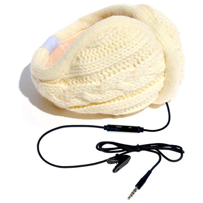 Hi-Ear Paraorecchie Musicale con Speaker e Jack 3.5 Trapuntato Bianco