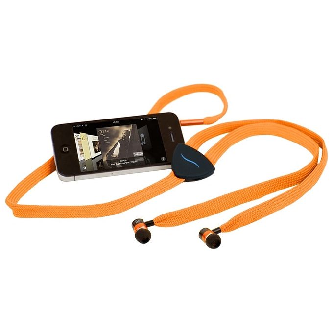 HI-FUN Auricolare a Stringa in Tessuto Orange per Suono di Qualita' Superiore e Comfort Eccellente Durante l'Ascolto