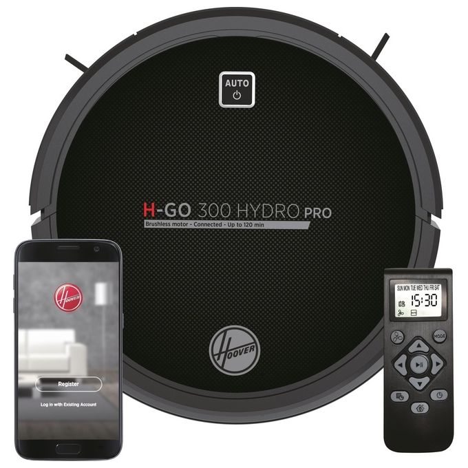 Hoover HGO330HC H-GO 300 Robot aspirapolvere Gyroscopico 0,35 L autonomia 120 min Wi-Fi Alexa 65 dB colore Nero