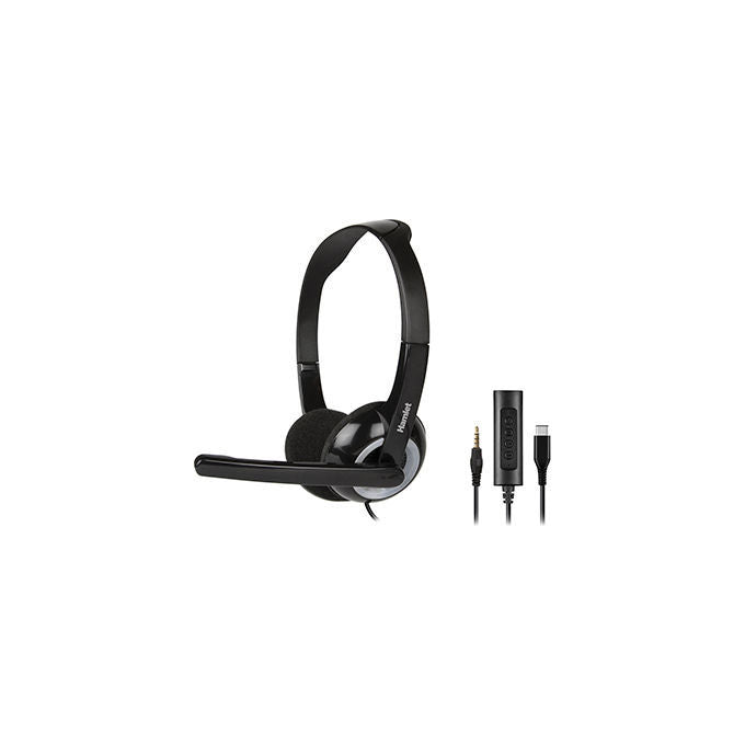 Hamlet HHEADMUS-CJ Cuffia Stereo con Microfono USB-C Jack 3.5 mm Sovraurale per PC Ufficio colore Nero