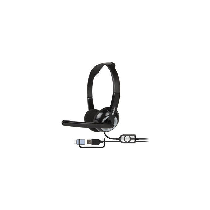 Hamlet, Cuffie Stereo con Microfono, Adattatore USB-A USB-C, per Computer