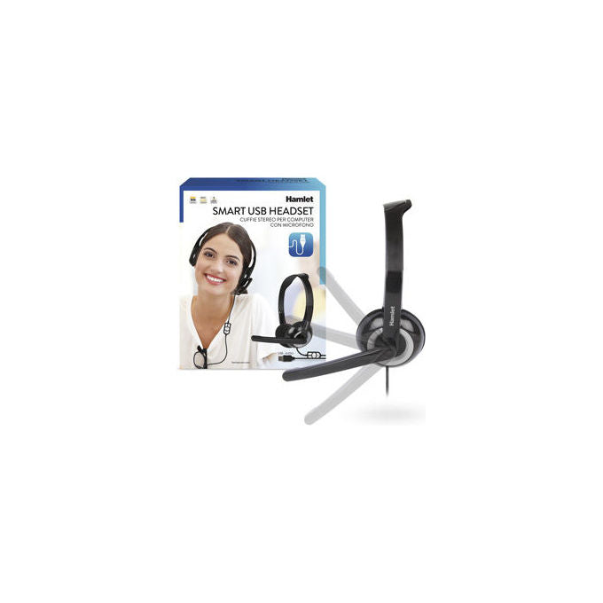 Hamlet, Cuffie Stereo con Microfono, Adattatore USB-A USB-C, per Computer
