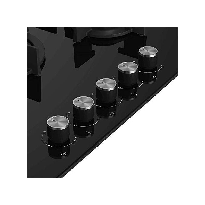 Beko HILW75222S Piano cottura Gas 75 cm 5 fuochi Bruciatore Wok 5000 W Accensione Automatica Griglie Ghisa colore Nero