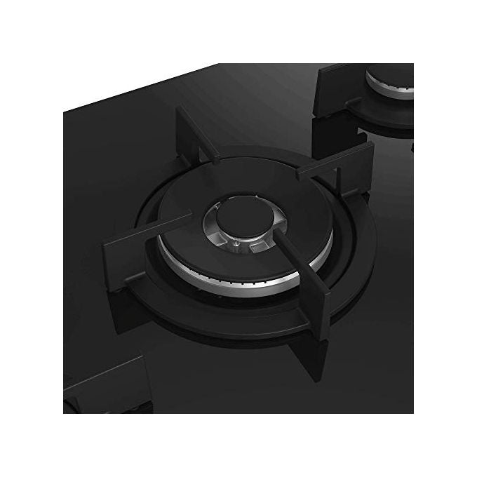 Beko HILW75222S Piano cottura Gas 75 cm 5 fuochi Bruciatore Wok 5000 W Accensione Automatica Griglie Ghisa colore Nero
