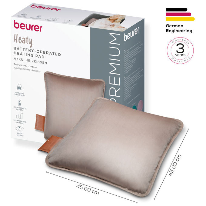 Beurer HK 77 Heaty Cuscino Riscaldante Senza Fili Smokey Taupe 450x450 mm