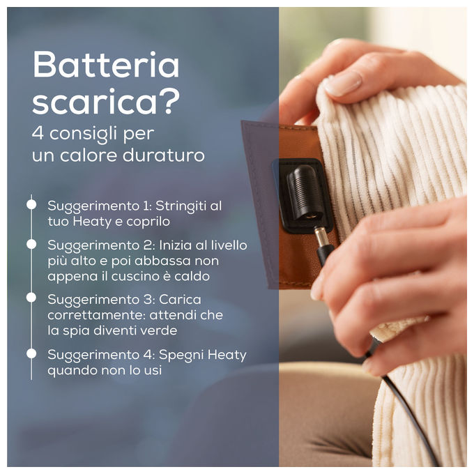 Beurer HK77 Heaty Cuscino Riscaldante Senza Fili 45x45 cm 3 Livelli Temperatura Spegnimento Automatico colore Blu