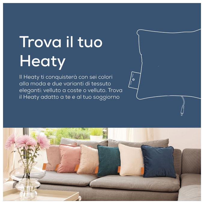 Beurer HK77 Heaty Cuscino Riscaldante Senza Fili 45x45 cm 3 Livelli Temperatura Spegnimento Automatico colore Blu