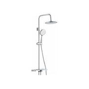 Idro Bric 0146CR Honduras Colonna Doccia con Soffione 22 cm Doccetta 3 Getti Mensola Portaoggetti Flessibile 1500 mm Deviatore 2 Vie in Ottone Fissaggio Superiore Regolabile colore Cromo