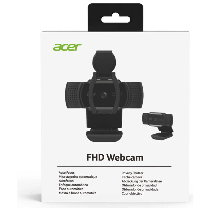 Acer Webcam FHD, USB 2.0, 1920x1080 Pixel, Con Microfono, Nero