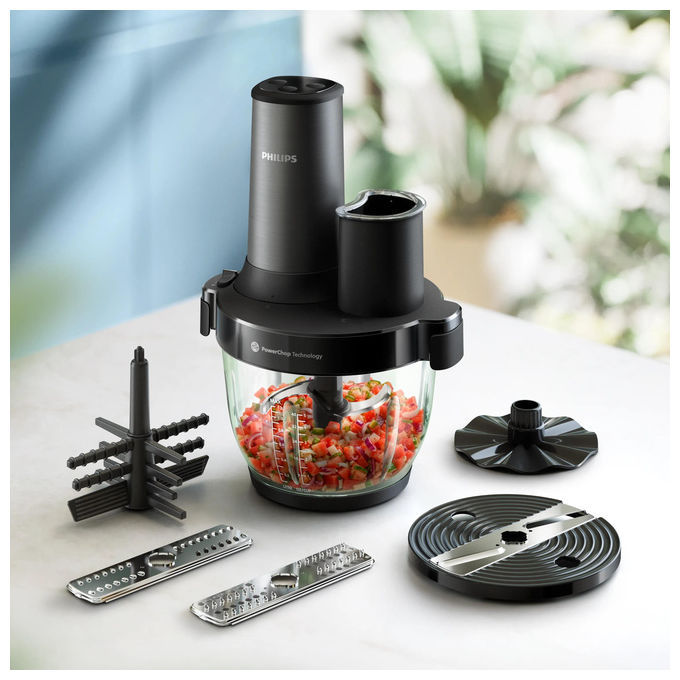 Philips HR1507-00 5000 Series Tritatutto 650W 2L 4 velocita' tecnologia PowerChop lame acciaio inox colore Nero
