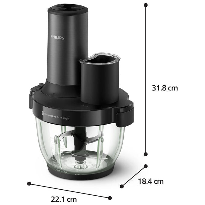 Philips HR1507-00 5000 Series Tritatutto 650W 2L 4 velocita' tecnologia PowerChop lame acciaio inox colore Nero
