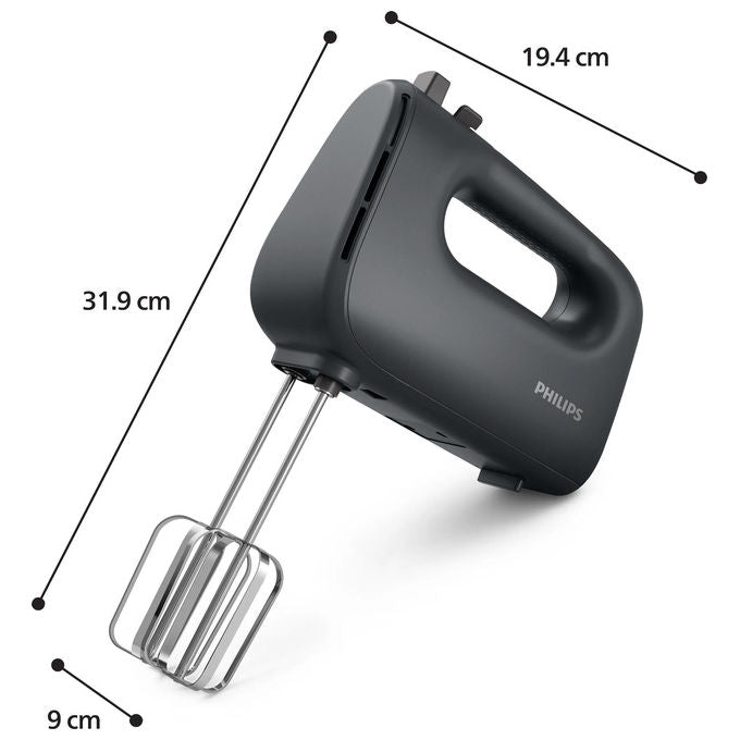 Philips HR3739-00 Serie 5000 Sbattitore manuale 400 W 5 velocita' Turbo fruste coniche ganci impasto colore Nero