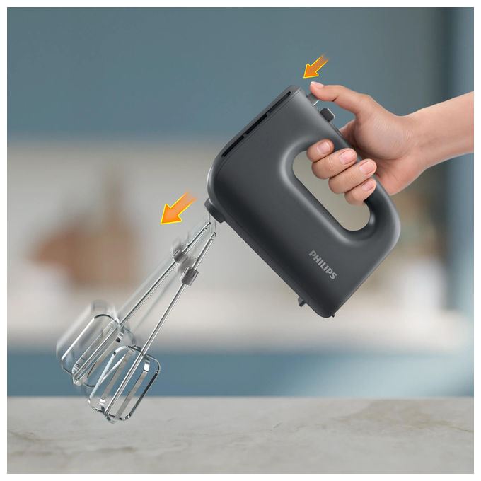 Philips HR3739-00 Serie 5000 Sbattitore manuale 400 W 5 velocita' Turbo fruste coniche ganci impasto colore Nero