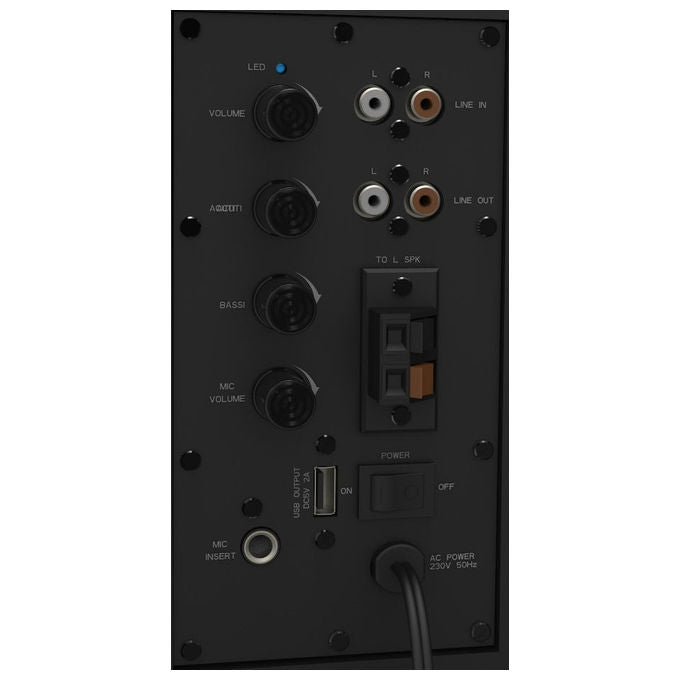 Empire Media altoparlante da parete 2 vie, 250 W RMS, amplificatore classe D, cablato, controllo volume, nero, HS.WALL250MB