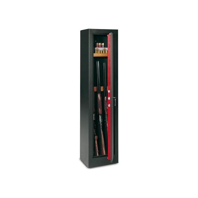Technomax HS-400S Home Safe Armadio portafucili per 7 fucili con ripiano in legno massello spessore struttura 2 mm serratura a chiave a doppia mappa con 6 leve catenacci in acciaio nichelato da 22 mm colore Antracite
